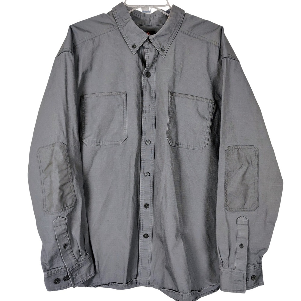 Ridgecut Toughwear Mens 2XL Gray Ripstop Long Sleeve Work Shirt